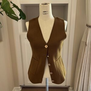 Zara Gold Button-Up Knit Vest